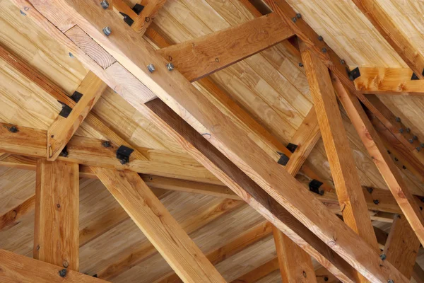 Wooden Construction Roof Truss Made Beams — Stock Photo, Image