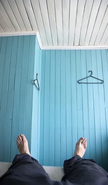 stock image Relaxing in hostel room