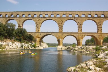 Pont du garde roman bridge panoramic view. Province. France. clipart
