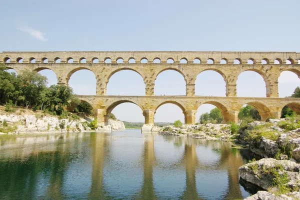 Панорамный Вид Римский Мост Pont Garde Провинция Франция — стоковое фото