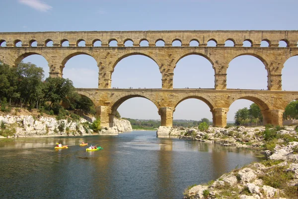 stock image Pont du garde roman bridge panoramic view. Province. France.
