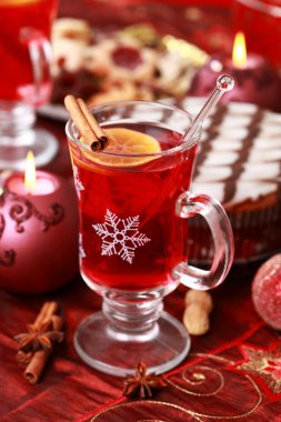 Hot wine punch for winter and Christmas clipart