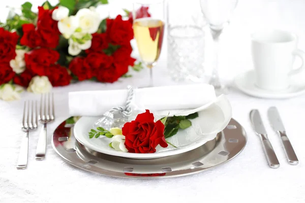 Świąteczny Stół Ustawienie Ślubu Walentynki Lub Innego Zdarzenia — Zdjęcie stockowe