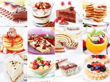 Collection of different delicious desserts amd cakes clipart