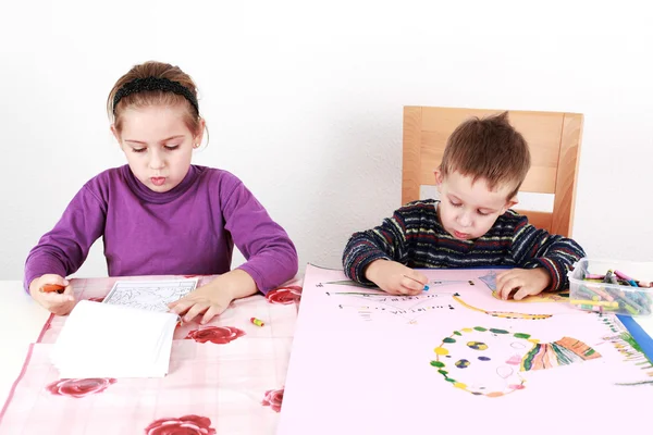 Schattige Kinderen Tekenen Schilderen — Stockfoto