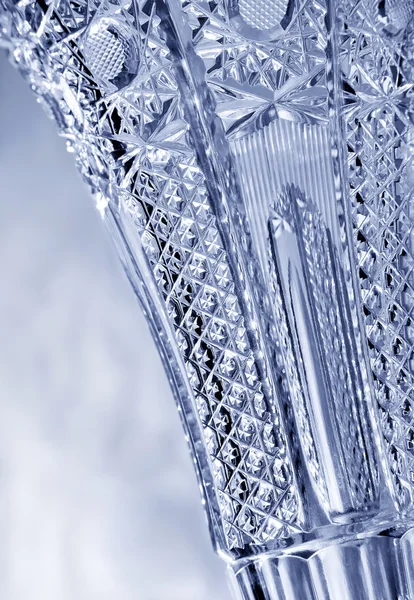 Detalhe Vaso Antigo Iluminado Vidro Cortado — Fotografia de Stock