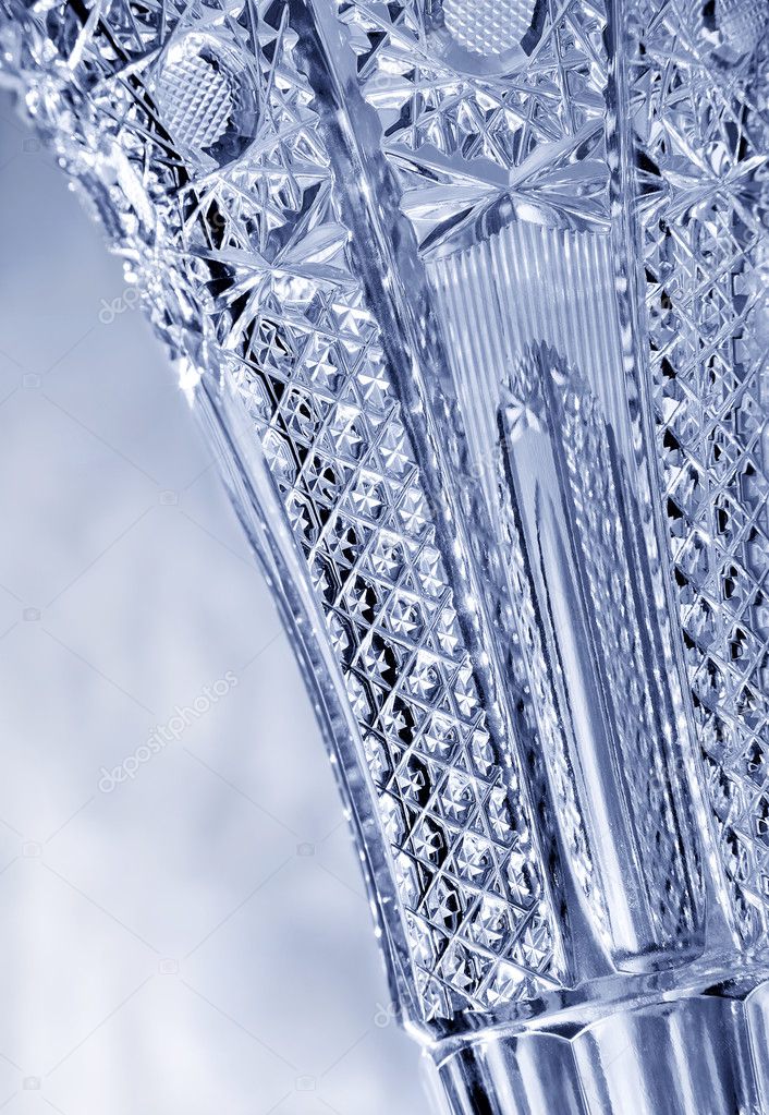 Detail Of Illuminated Antique Vase Cut Glass Stock Photo