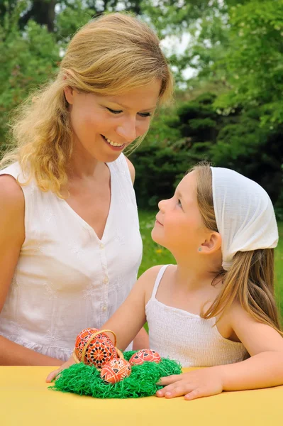 Young Mother Daughter Having Easter Time — Stock Photo, Image