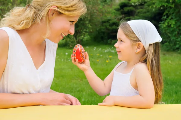 Young mother and daughter having Easter time — Stock Photo, Image