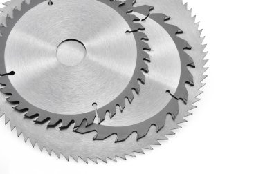 Circular saw blades for wood isolated on white clipart