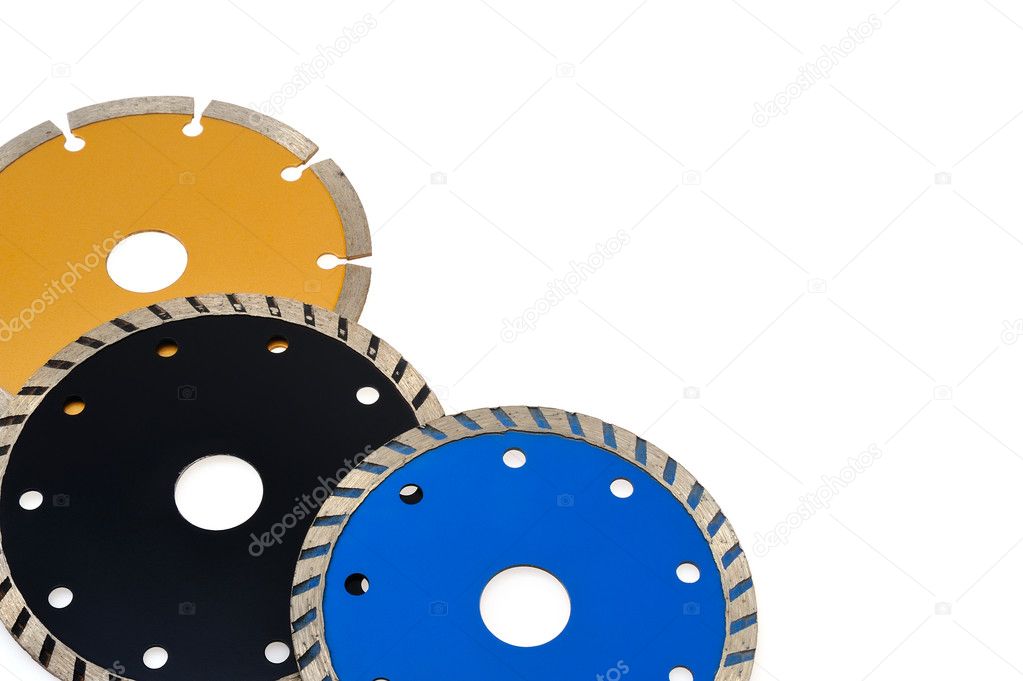 Circular grinder blades for tiles isolated on white