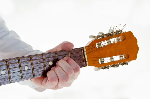Nahaufnahme Der Hand Des Gitarristen Beim Spielen Einer Akustischen Gitarre — Stockfoto