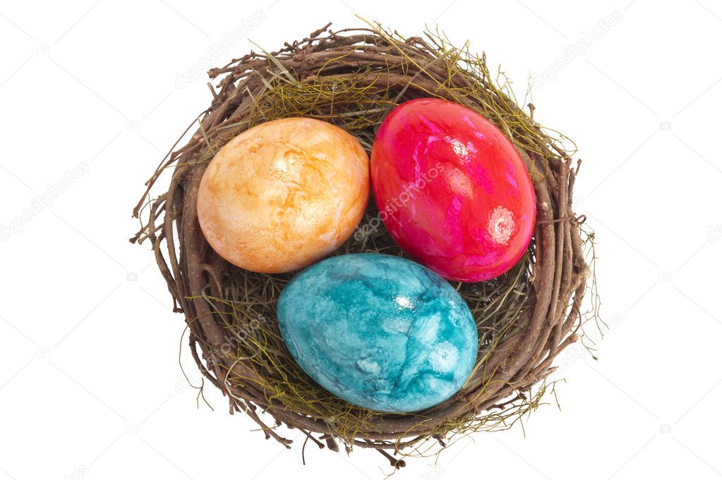 Easter nest with eggs