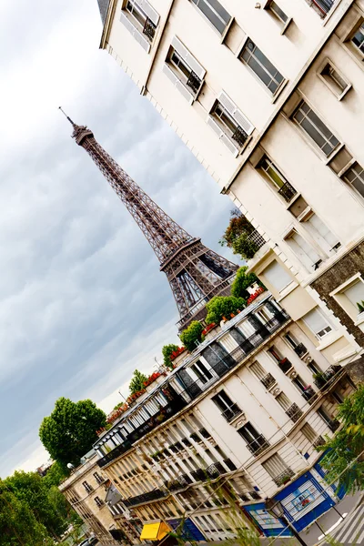 Wieża Eiffel Paryż Francja Widok Ulicy Pobliżu Trocadero — Zdjęcie stockowe