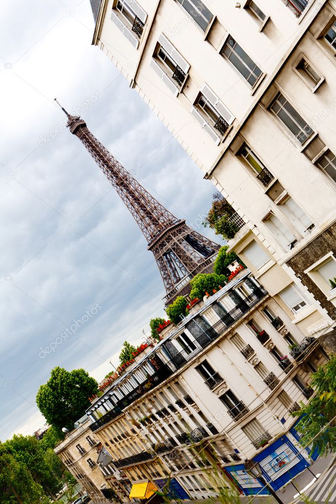 Eiffel Tower, Paris, France. view from street near Trocadero