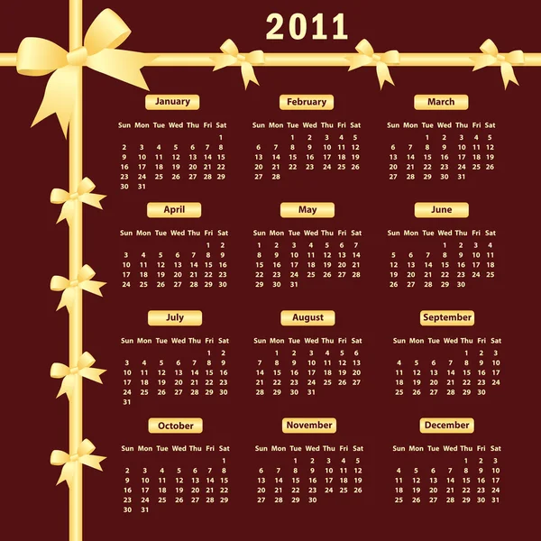 2011 kalender met bogen — Stockvector