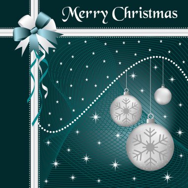 Xmas balls silver and bow clipart