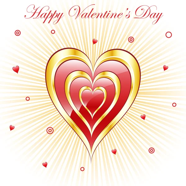Coeurs de Saint-Valentin avec fond de soleil — Image vectorielle
