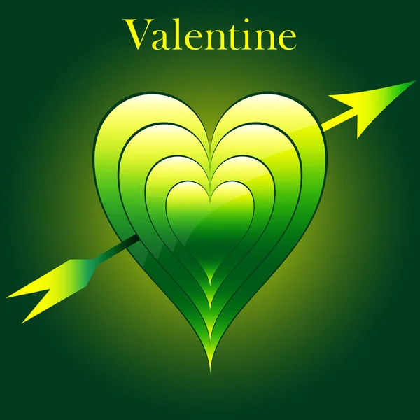 Valentine love hearts green — Stock Vector