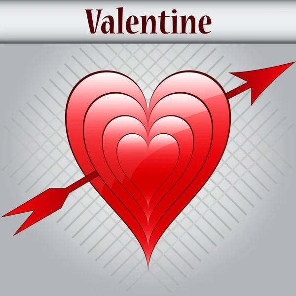 Valentine love hearts and arrow — Stock Vector