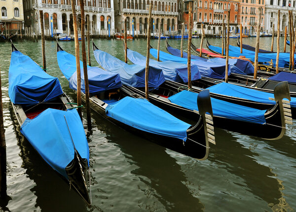 Gondolas on Grand Canal, Venice, Italy