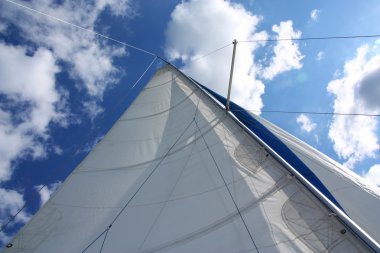 Yacht sail and mast with sky clipart