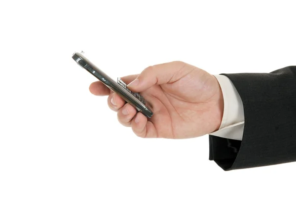 Hand met een mobiele telefoon — Stockfoto