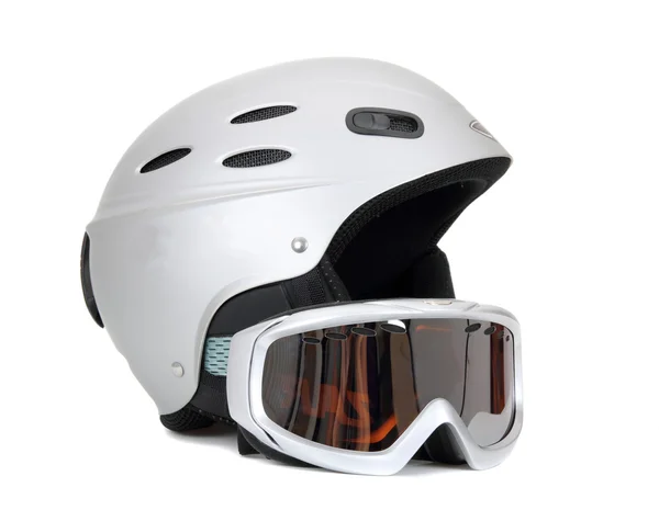 Lyžařskou helmu a lyžařské brýle — Stock fotografie