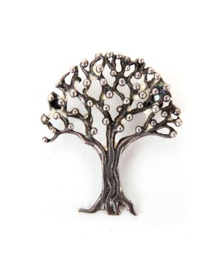 Old silver tree brooch clipart