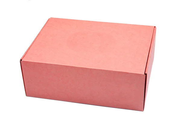 Красная Картонная Коробка Белом Фоне — стоковое фото