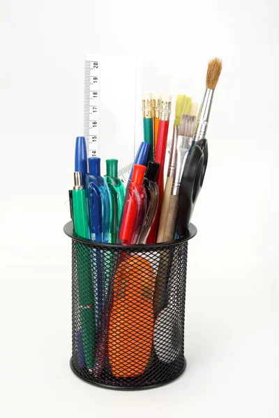 Ручка Олівець Білому Тлі Тримача — стокове фото