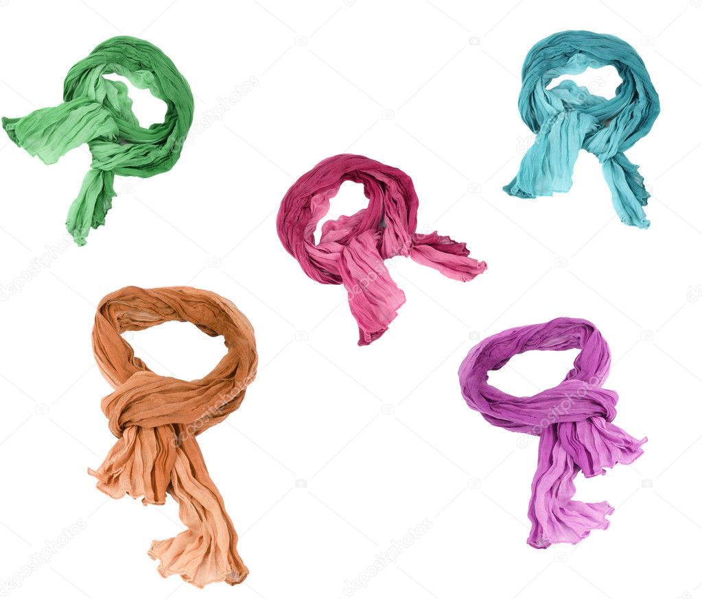 Set of cotton scarfs isolated on a background