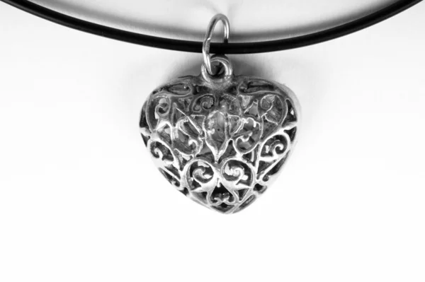 Vintage Heart Necklace Isolated White Background — Stock Photo, Image