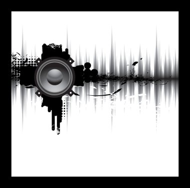 Abstract template with a sound wave and the speaker. clipart