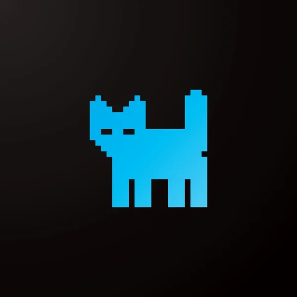 Gatito Azul Píxel Sobre Fondo Oscuro — Archivo Imágenes Vectoriales