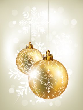 Christmas background with golden balls clipart