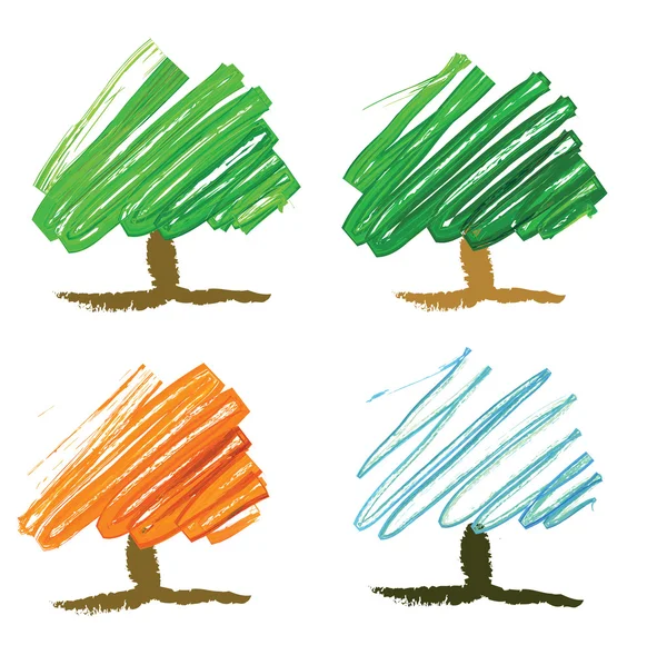 Dört mevsim ağacı çizim — Stok Vektör