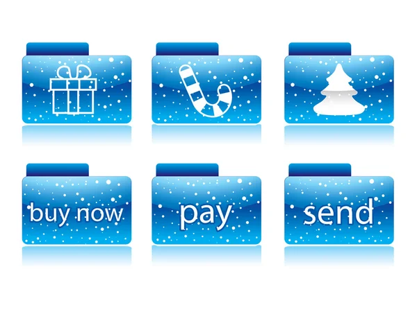 あなたのウェブサイトのための青いクリスマス ボタン — ストックベクタ