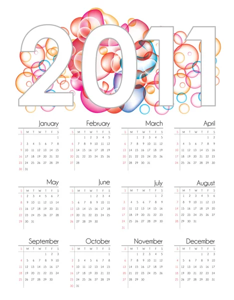 Colorful vector calendar for 2011 — Stock Vector