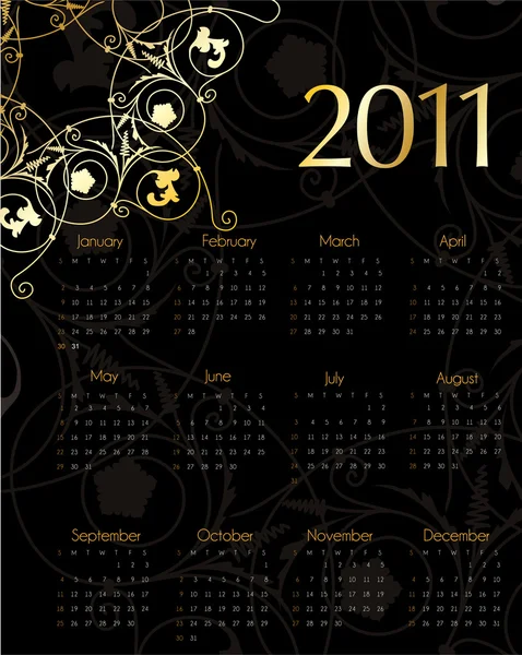 2011 年复古日历 — 图库矢量图片