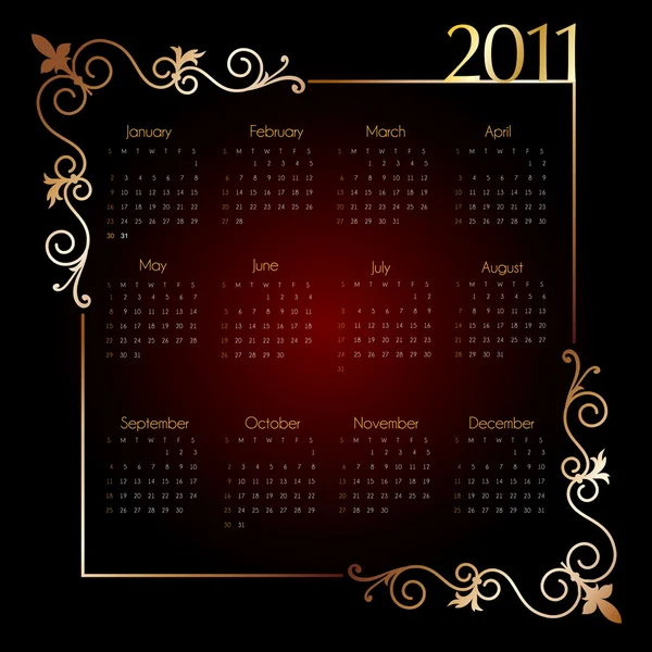 Calendário vintage para 2011 — Vetor de Stock