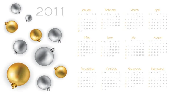 Календарь Рождества 2011 года — стоковый вектор