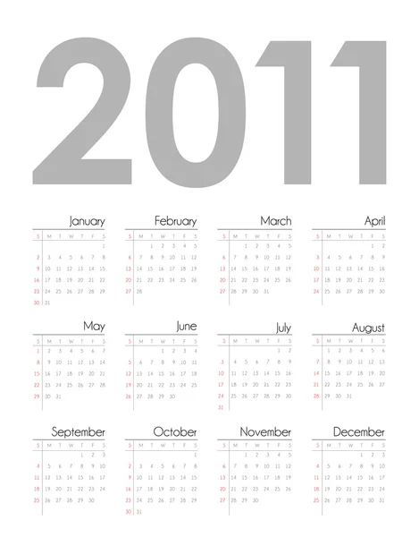 グリッド形式のカレンダー 2011 — ストックベクタ