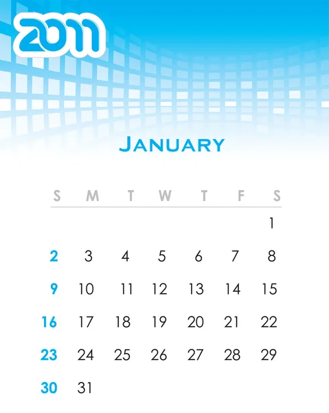 Calendário Vetorial Mensal Colorido Para 2011 — Vetor de Stock