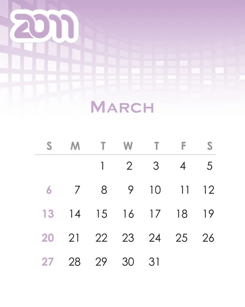 Calendário vectorial mensal para 2011 —  Vetores de Stock