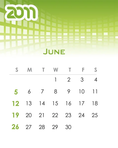 Calendário vectorial mensal para 2011 — Vetor de Stock