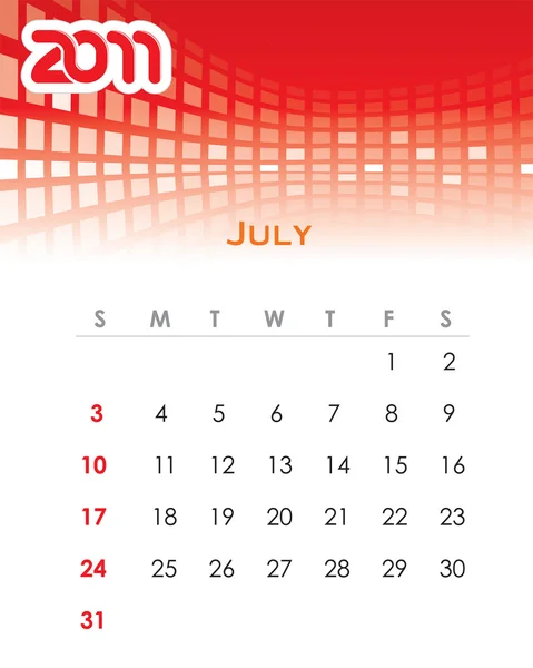Miesięczne wektor kalendarz na rok 2011 — Wektor stockowy