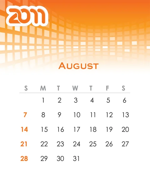 Calendario Vettoriale Mensile Colorato 2011 — Vettoriale Stock
