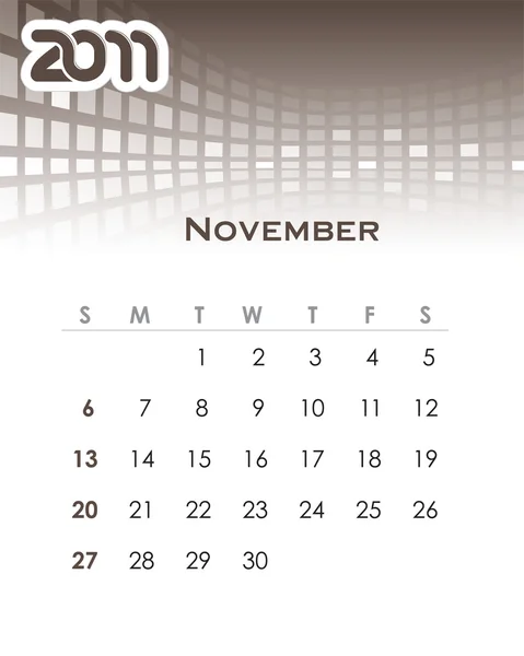 Calendario vettoriale mensile 2011 — Vettoriale Stock