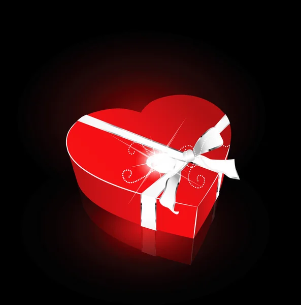 Caja Roja Del Corazón Para Saludo San Valentín — Vector de stock